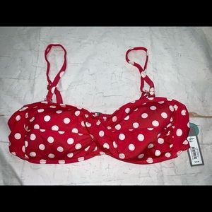 Apt 9 pink polka dot bandeau bikini top Sz L NWT